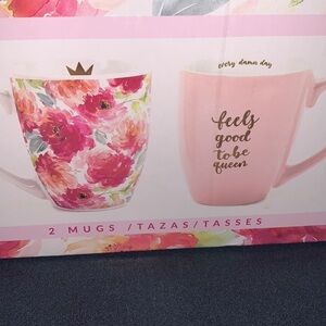 NWT Arcadia Beuty Labs  set of two ceramic floral mugs